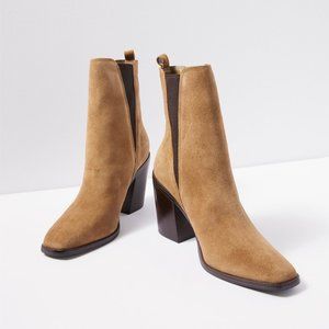 Marc Fisher Kristie Heeled Bootie in Caramel Suede